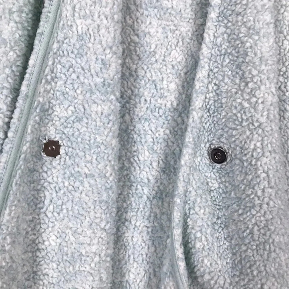 Soft Surroundings Cozy Up Cardi Cardigan Medium M Fleece Pockets Snap Front Blue - Picture 11 of 15